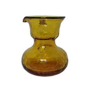 Vintage Amber Gold Crackle‎ Glass Creamer Pitcher Jug 3"